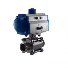 VÁLVULA BOLA 4 TORNILLOS Clamp Soldar SOLA O CON ACTUADOR NEUMATICO