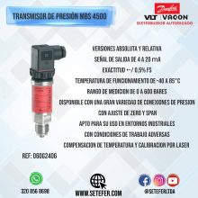 TRANSMISORES DE PRESIÓN TIPO MBS4500, EN ACERO INOXIDABLE, CONEXIÓN = G 1/2 A" TENSION DE ALIMENTACION (POLARIDAD PROTEGIDA)= 1"